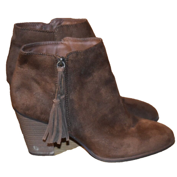 MERONA Faux Suede Boots Brown with Fringe Women's Size 11 Cowgirl Boho Western - Picture 3 of 5